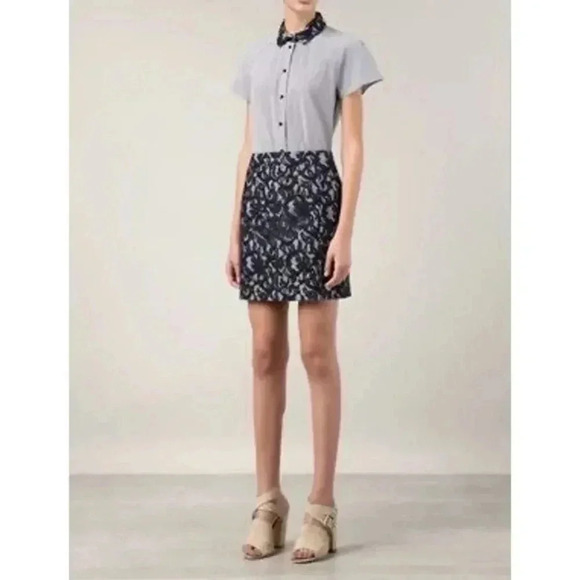 {Carven} Floral Lace Gingham Skirt - Size 10 - Picture 16 of 16
